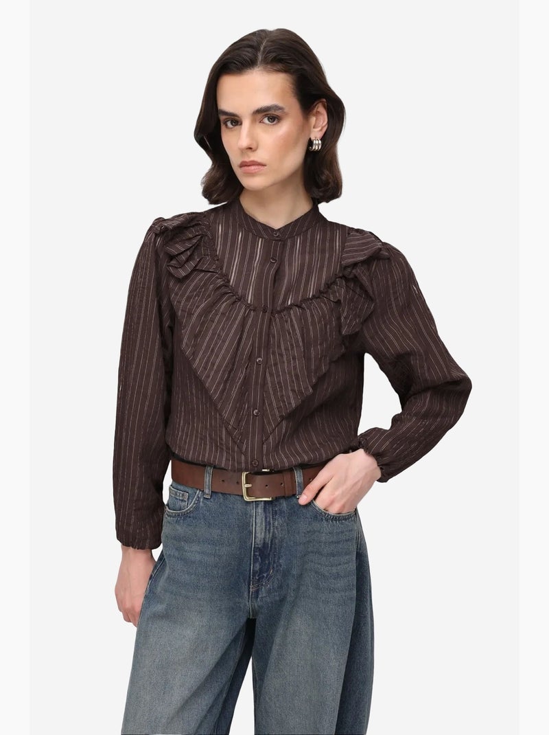 Chemise en mélange de coton mixray Marron chocolat - Kiabi