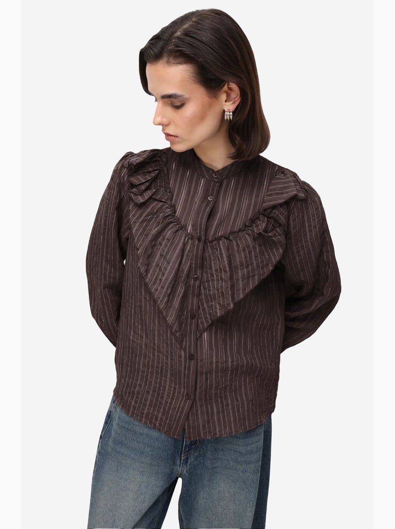 Chemise en mélange de coton mixray Marron chocolat - Kiabi