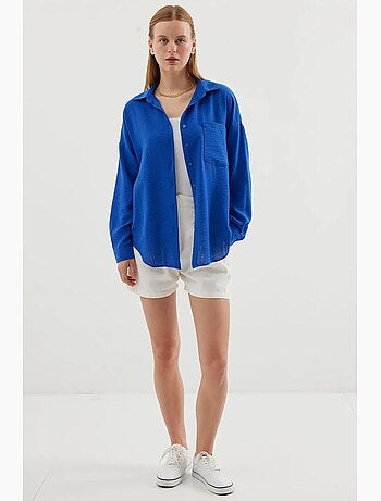 Chemise en mélange de lin avec fermeture à boutons bdart
