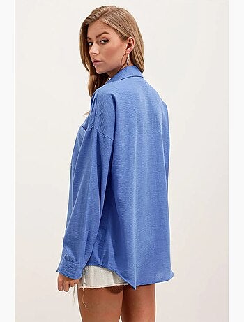 Chemise en mélange de lin avec fermeture à boutons bdart