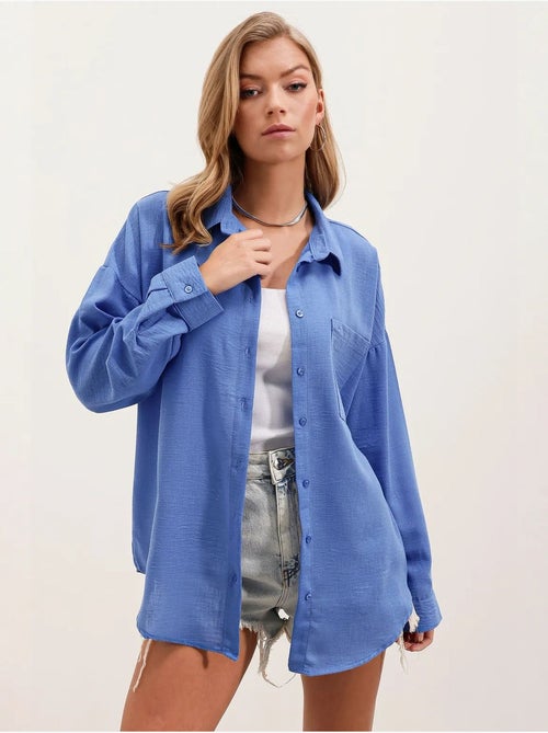 Chemise en mélange de lin avec fermeture à boutons bdart - Kiabi Chemise en mélange de lin avec fermeture à boutons bdart - Kiabi