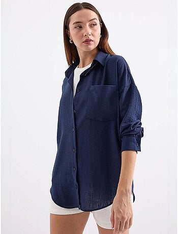Chemise en mélange de lin avec fermeture à boutons bdart