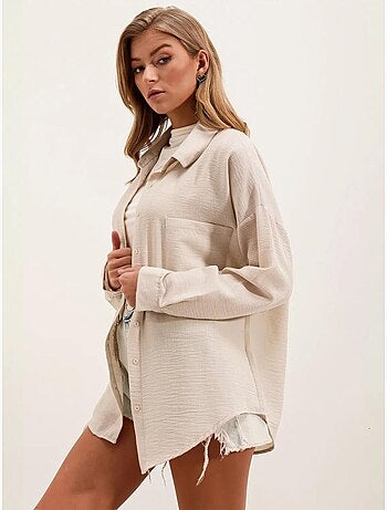 Chemise en mélange de lin avec fermeture à boutons bdart