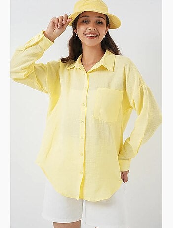 Chemise en mélange de lin avec fermeture à boutons bdart