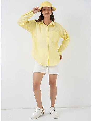 Chemise en mélange de lin avec fermeture à boutons bdart