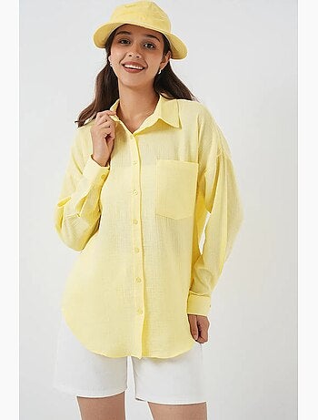 Chemise en mélange de lin avec fermeture à boutons bdart