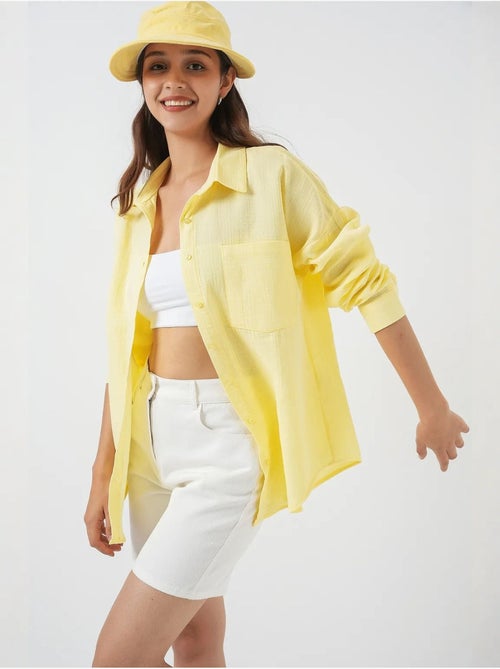 Chemise en mélange de lin avec fermeture à boutons bdart - Kiabi