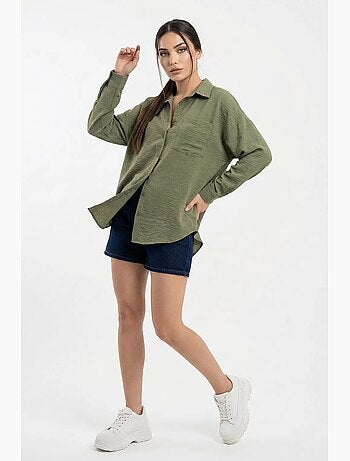 Chemise en mélange de lin avec fermeture à boutons bdart