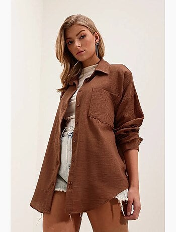 Chemise en mélange de lin avec fermeture à boutons bdart