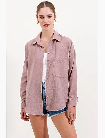 Chemise en mélange de lin avec fermeture à boutons bdart