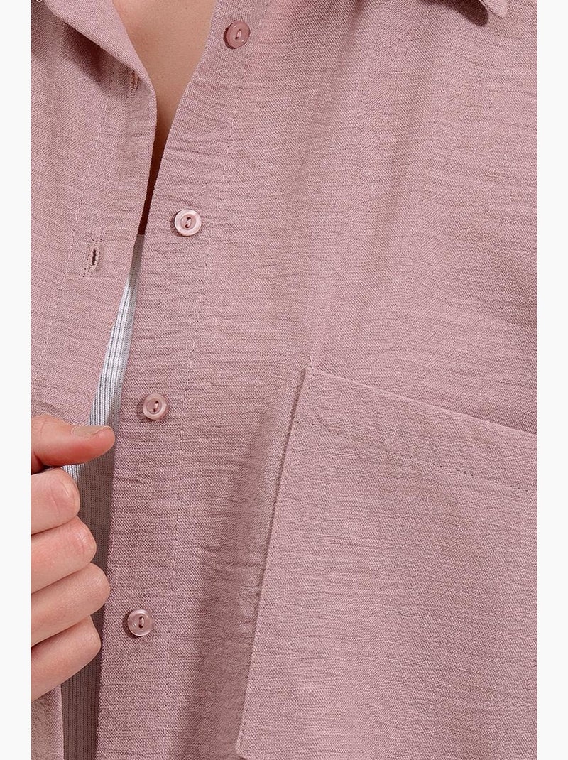Chemise en mélange de lin avec fermeture à boutons bdart Mauve - Kiabi