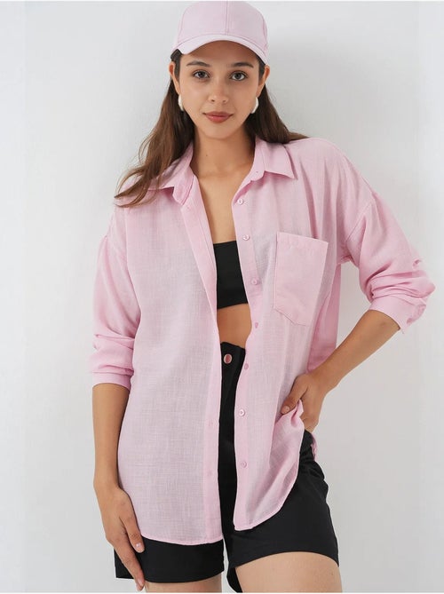 Chemise en mélange de lin avec fermeture à boutons bdart - Kiabi Chemise en mélange de lin avec fermeture à boutons bdart - Kiabi