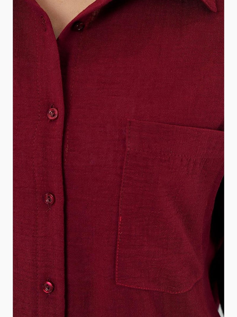 Chemise en mélange de lin avec fermeture à boutons bdart Rouge bordeaux - Kiabi