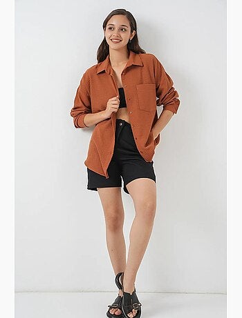Chemise en mélange de lin avec fermeture à boutons bdart