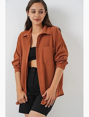 Chemise en mélange de lin avec fermeture à boutons bdart