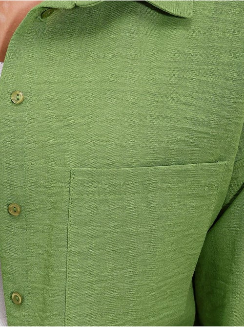 Chemise en mélange de lin avec fermeture à boutons bdart - Kiabi Chemise en mélange de lin avec fermeture à boutons bdart - Kiabi