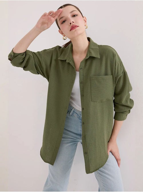 Chemise en mélange de lin avec fermeture à boutons bdart - Kiabi