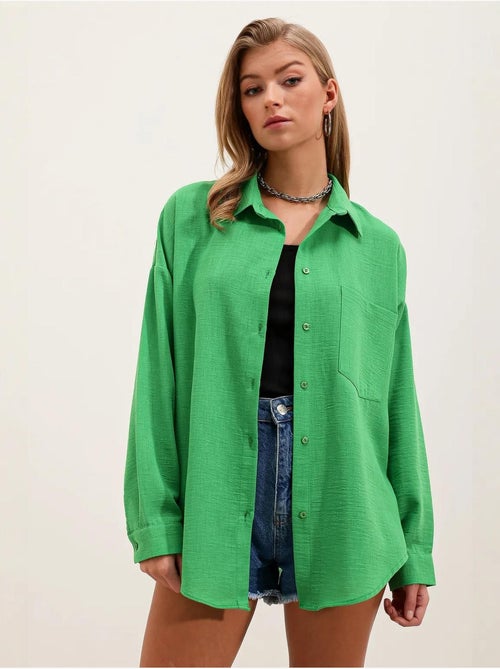 Chemise en mélange de lin avec fermeture à boutons bdart - Kiabi Chemise en mélange de lin avec fermeture à boutons bdart - Kiabi
