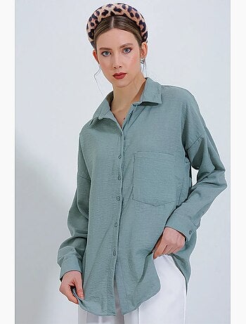 Chemise en mélange de lin avec fermeture à boutons bdart