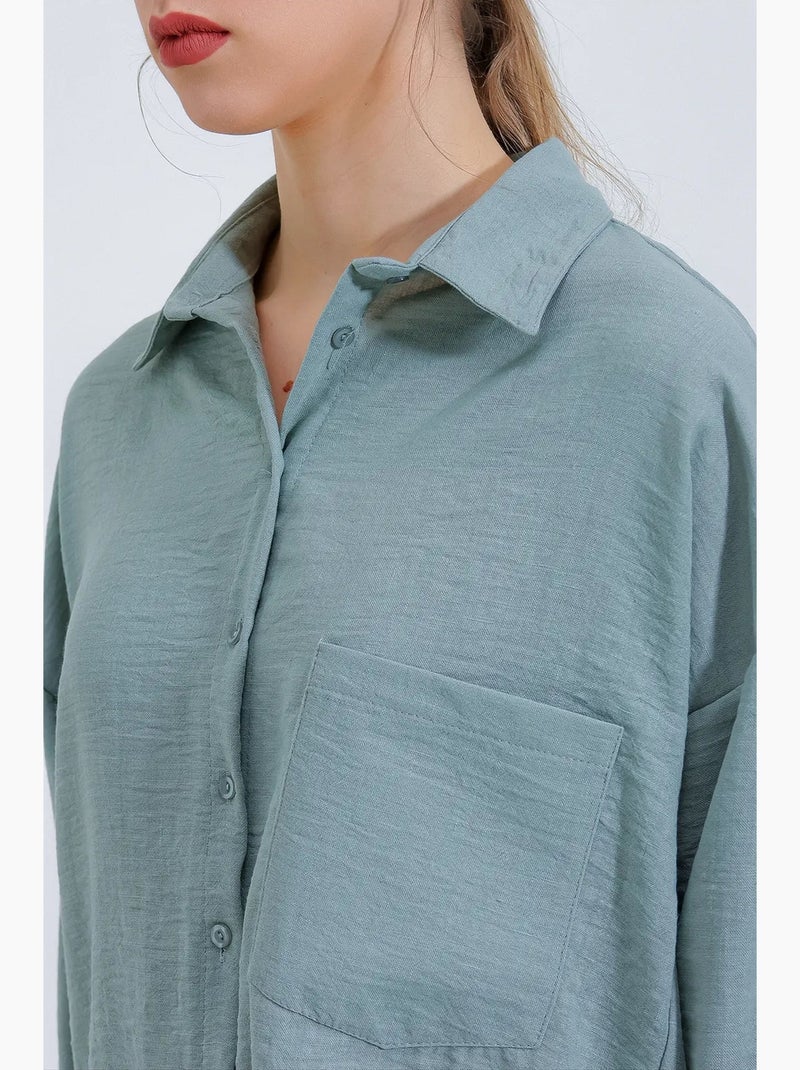 Chemise en mélange de lin avec fermeture à boutons bdart Vert menthe - Kiabi
