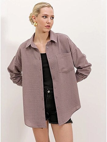 Chemise en mélange de lin avec fermeture à boutons bdart