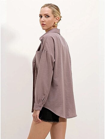 Chemise en mélange de lin avec fermeture à boutons bdart