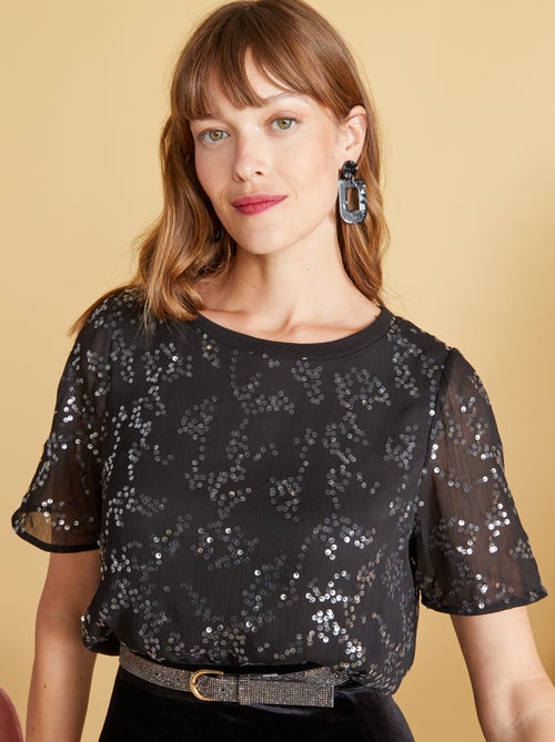 Chemise en mesh à sequins - Kiabi