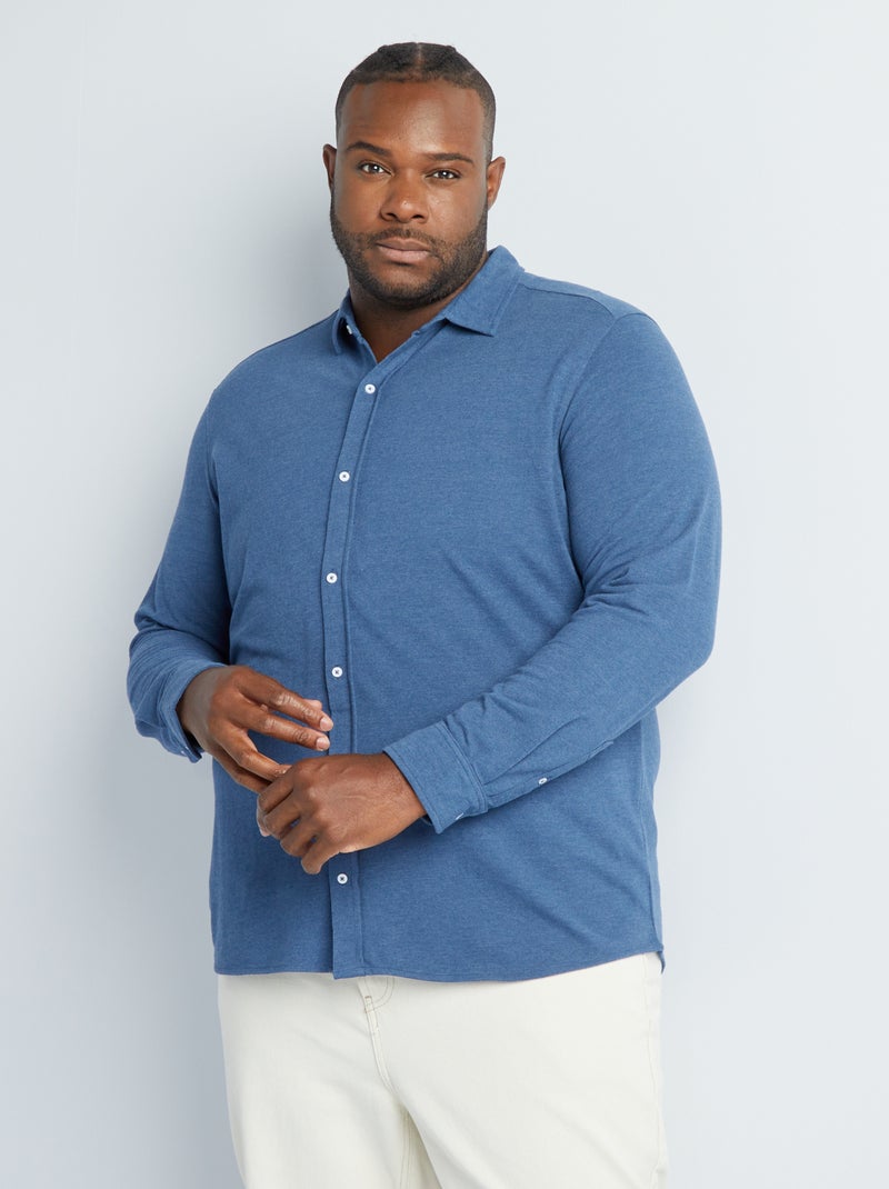 Chemise en piqué Bleu - Kiabi