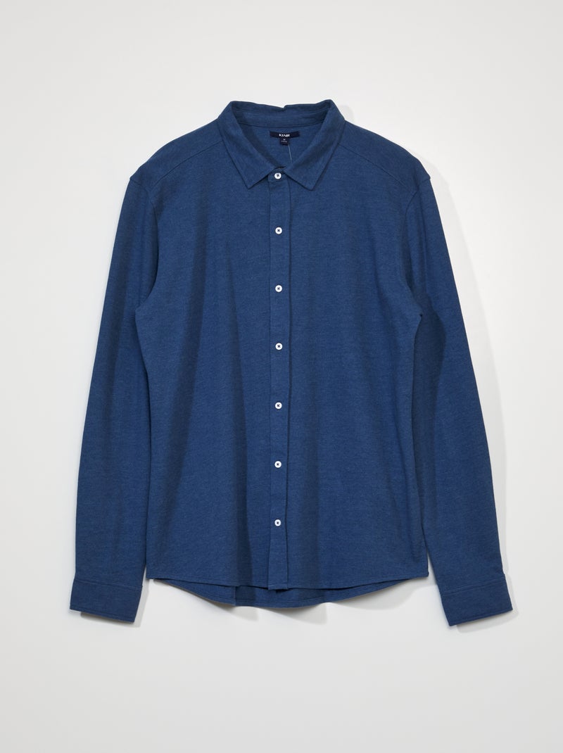 Chemise en piqué de coton Bleu - Kiabi