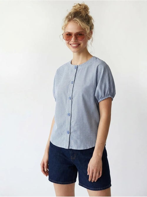 Chemise en popeline à carreaux gingham mixray - Kiabi