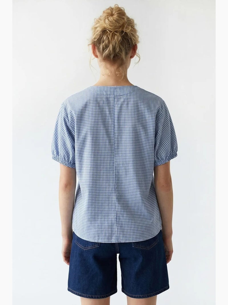 Chemise en popeline à carreaux gingham mixray Bleu ciel - Kiabi