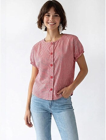 Chemise en popeline à carreaux gingham mixray