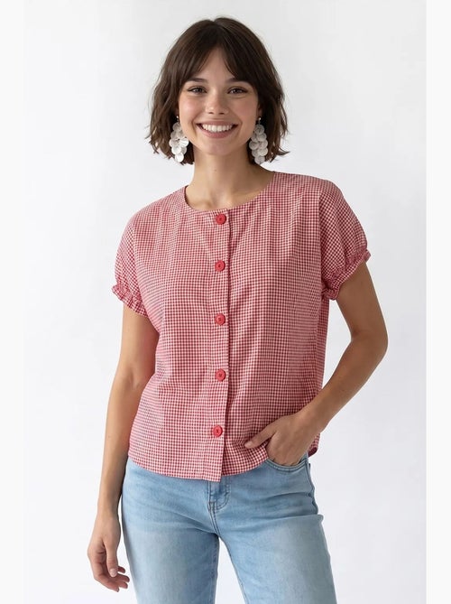 Chemise en popeline à carreaux gingham mixray - Kiabi
