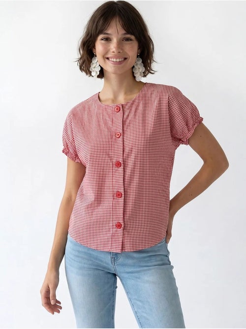 Chemise en popeline à carreaux gingham mixray - Kiabi
