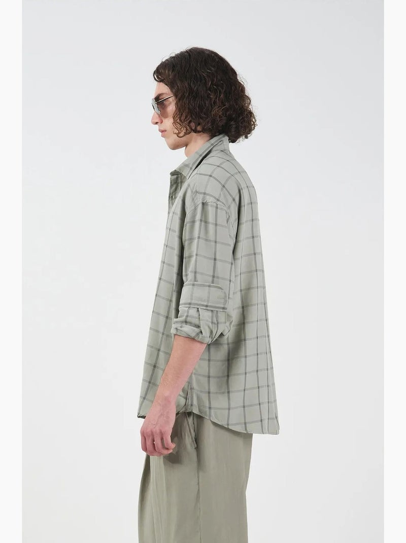 Chemise en popeline à carreaux oversize giesto Vert pastel - Kiabi