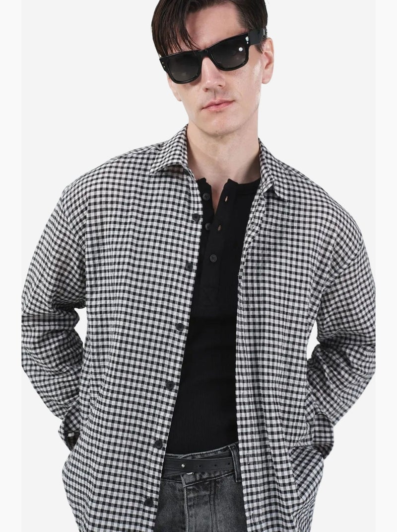 Chemise en popeline à carreaux pour homme giesto Gris foncé - Kiabi