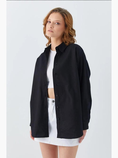 Chemise en popeline à col boutonné surdimensionnée mixray - Kiabi