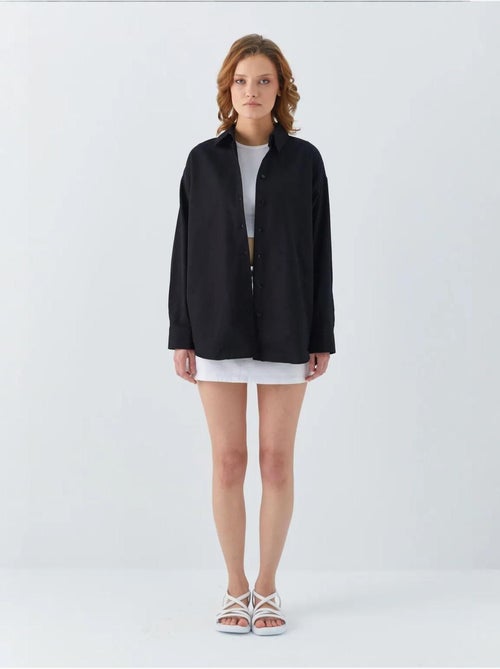 Chemise en popeline à col boutonné surdimensionnée mixray - Kiabi