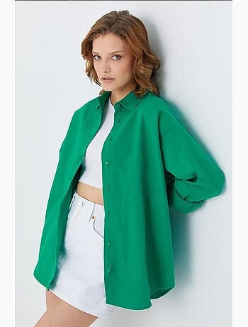 Chemise en popeline à col boutonné surdimensionnée mixray