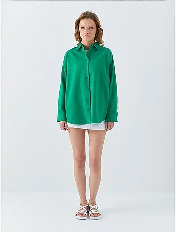 Chemise en popeline à col boutonné surdimensionnée mixray