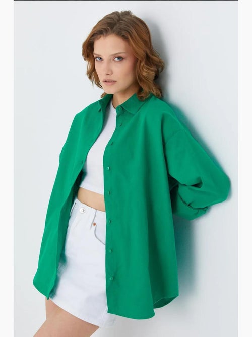 Chemise en popeline à col boutonné surdimensionnée mixray - Kiabi