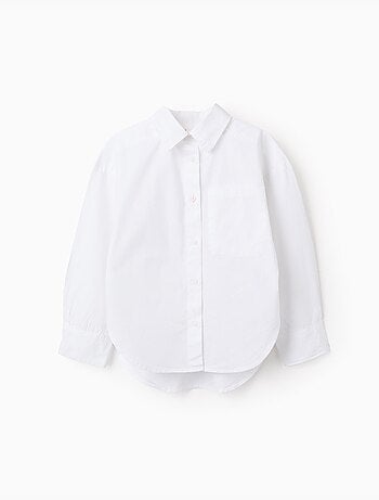 Chemise en popeline à manches longues avec épaules tombantes
