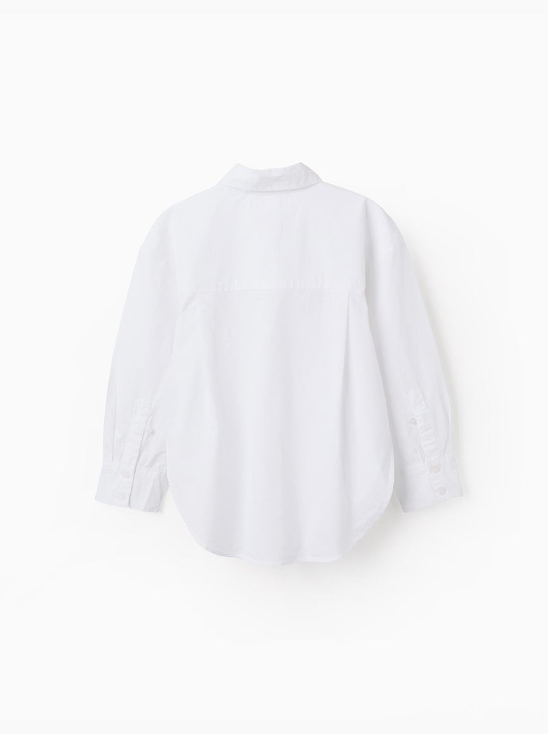 Chemise en popeline à manches longues avec épaules tombantes Blanc - Kiabi