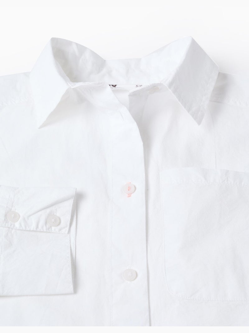 Chemise en popeline à manches longues avec épaules tombantes Blanc - Kiabi