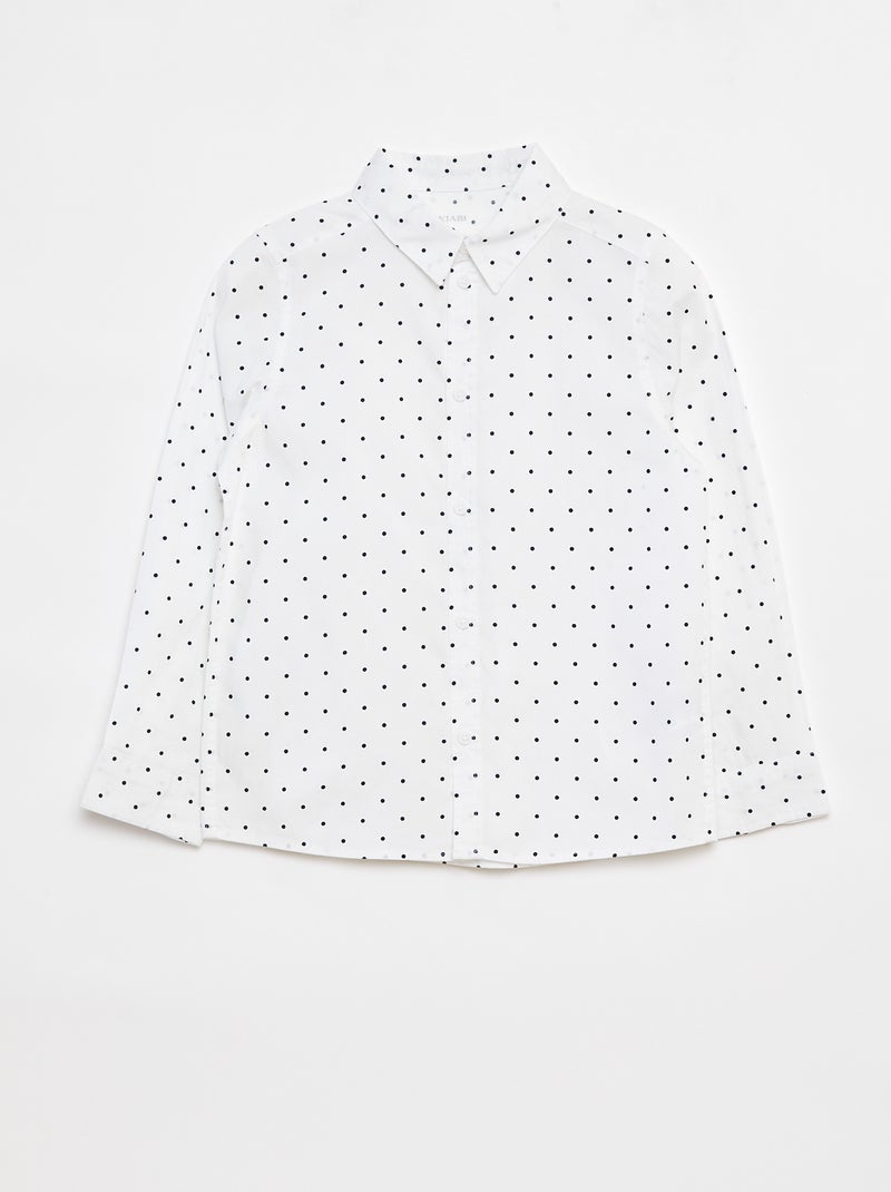 Chemise en popeline à manches longues Blanc - Kiabi