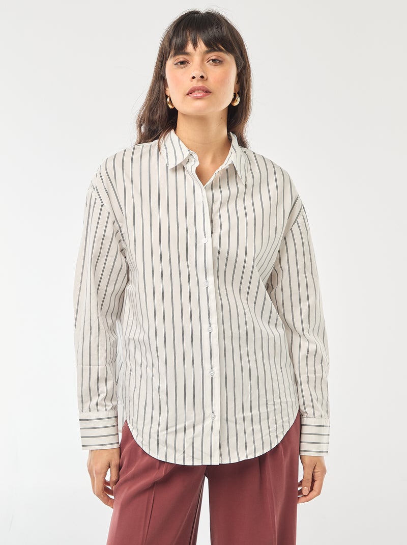 Chemise en popeline à manches longues Blanc - Kiabi