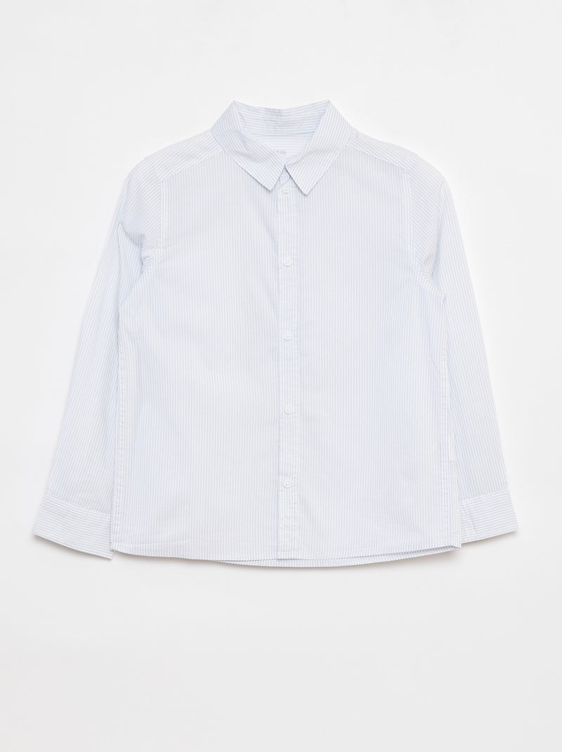 Chemise en popeline à manches longues Bleu - Kiabi