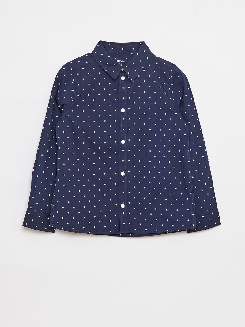 Chemise en popeline à manches longues Bleu - Kiabi