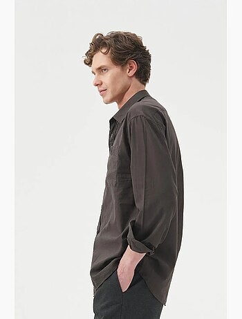 Chemise en popeline à manches longues coupe régulière giesto