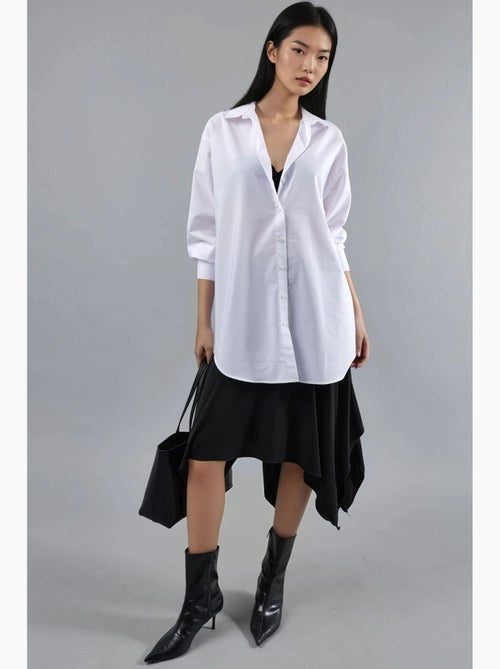 Chemise en popeline à manches longues et boutons busem - Kiabi